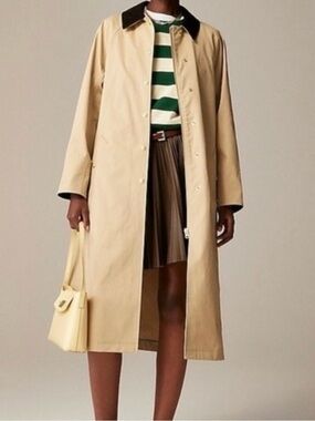 J. Crew Beige Trench Coat with Dark Contrast Collar